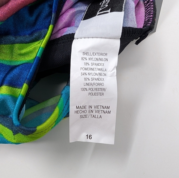 LONGITUDE One Shoulder One Piece Swimsuit With Ruching Colorful NWT - Picture 5 of 5